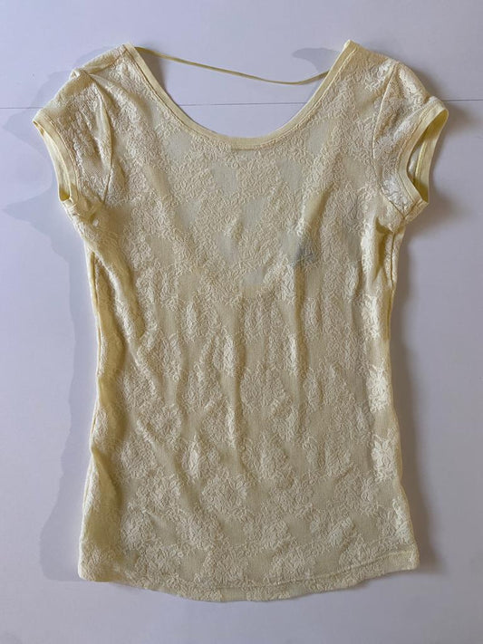 Playera de encaje amarillo, Talla M, Mujer