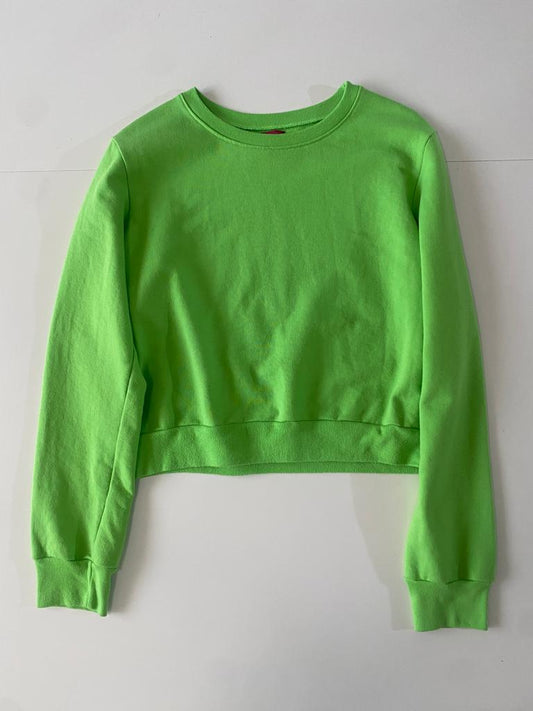 Sweater liso verde limon, Talla M, Mujer