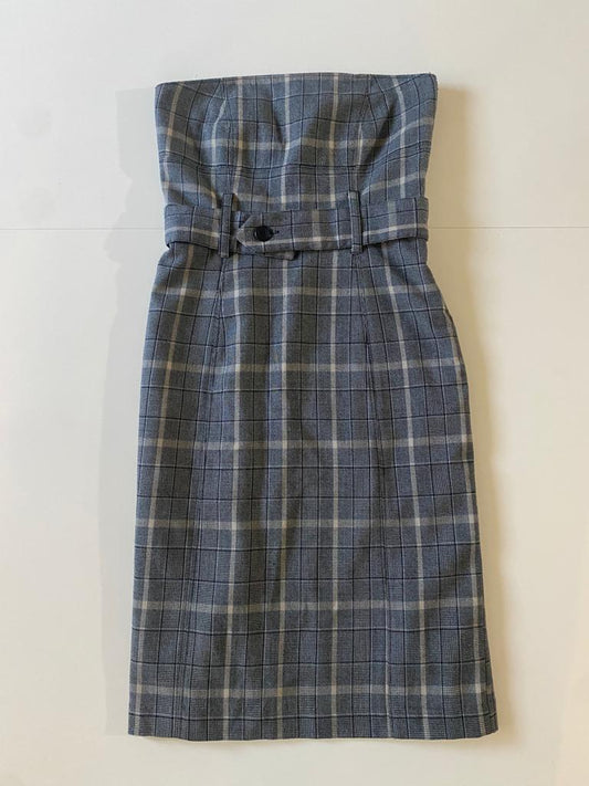 Vestido strapless de cuadros, Talla XS, Mujer