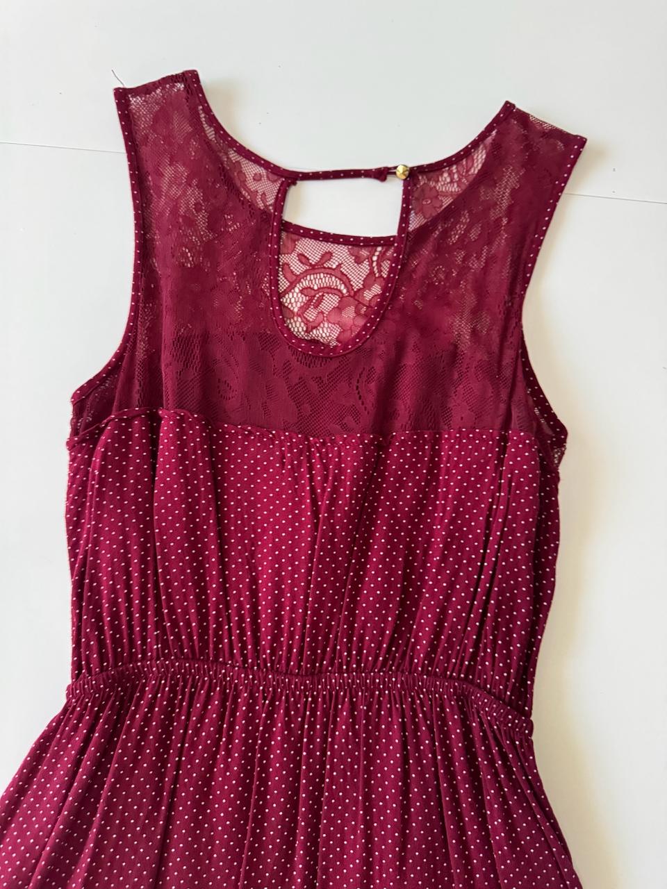 Vestido lunares vino, Talla M, Mujer