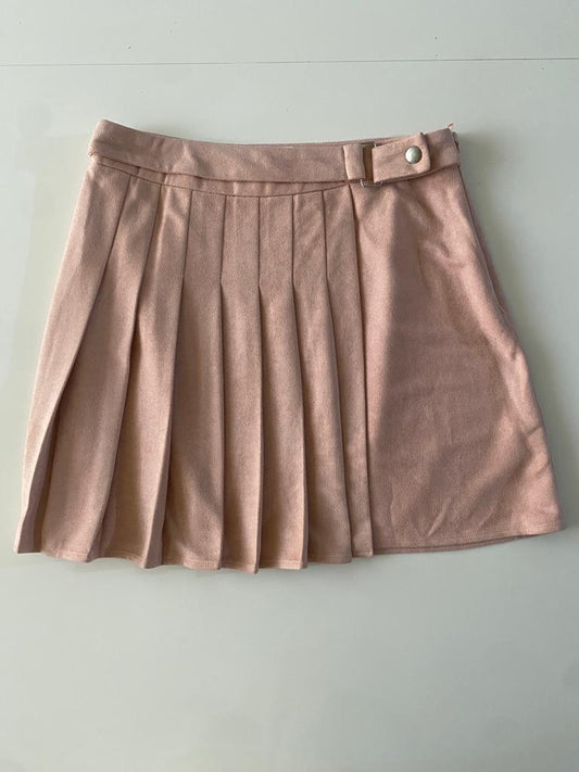 Falda de suede rosa, Talla S, Mujer