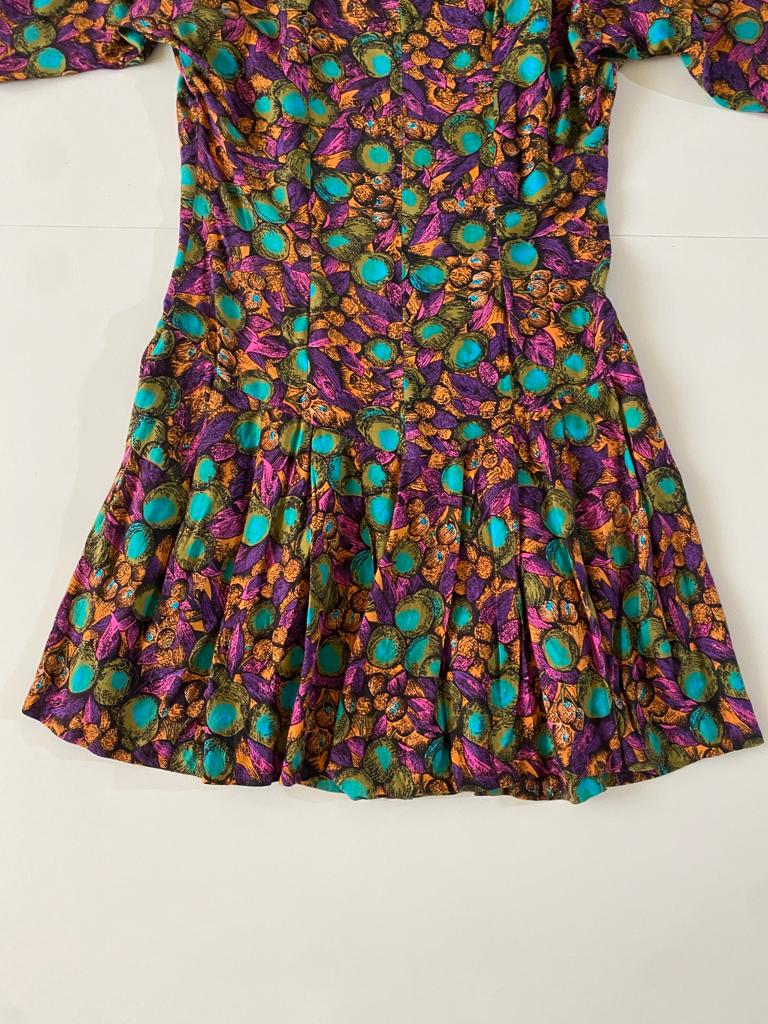 Vestido estampado vintage, Talla 30Mx, S, Mujer