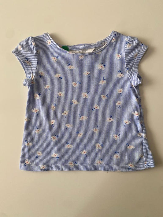 Playera de rayas y flores, Talla 2-4 años, Niña