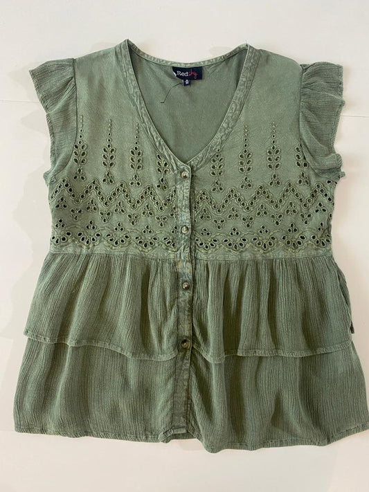 Blusa de verano verde, Talla M, 30, Mujer