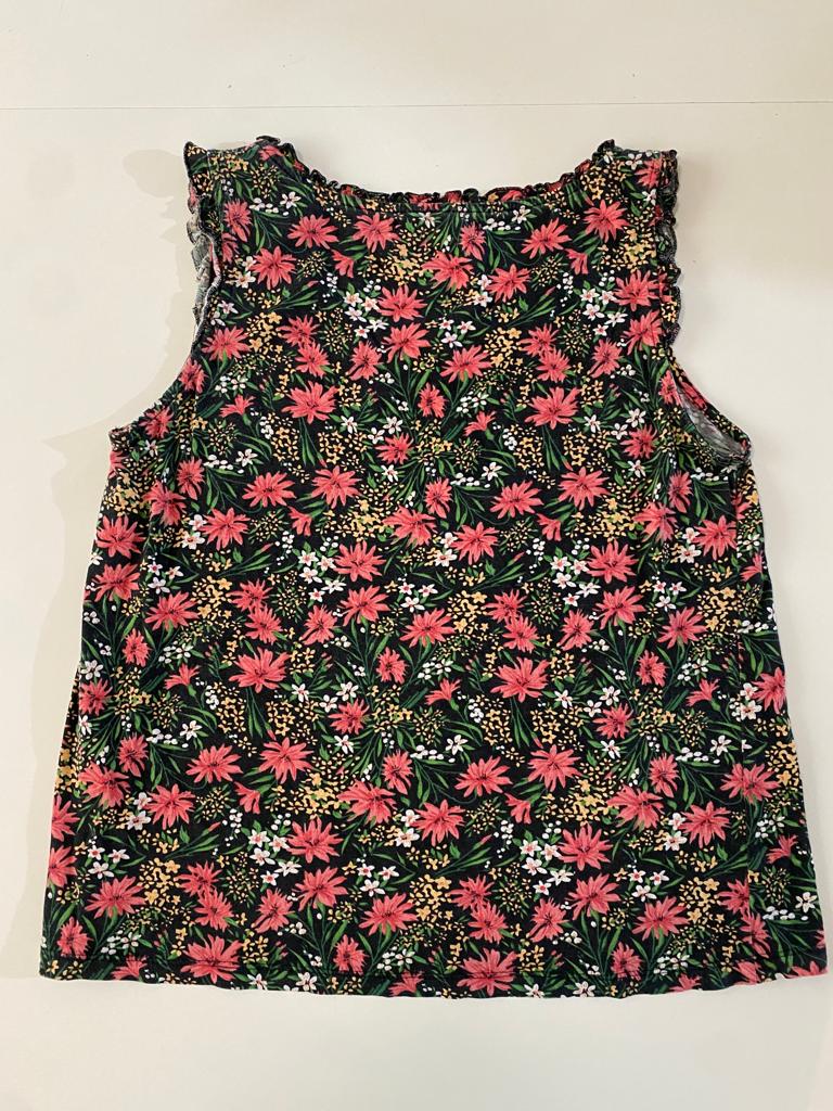 Blusa sin mangas estampada flores, Talla L, Mujer