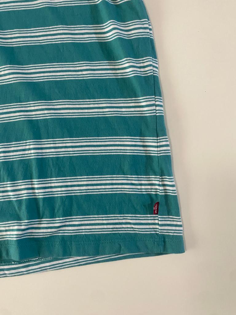 Playera rayas aqua, Talla XS, Relaxed Fit, Mujer