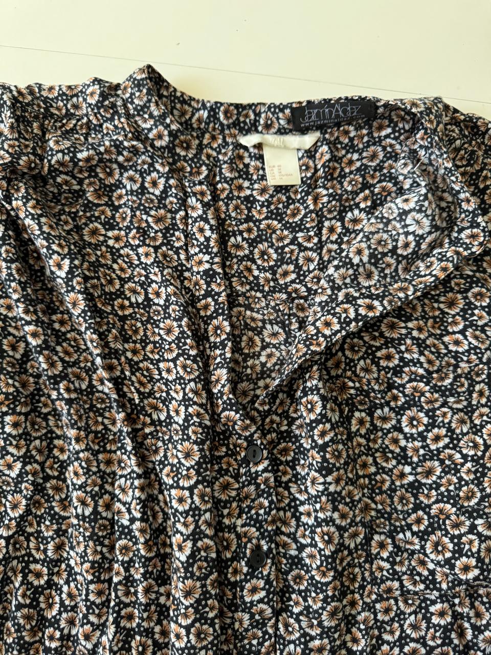 Camisa estapada de flores, Talla 14, Talla XL, Mujer