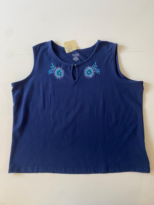 Playera sin mangas con bordado, Talla 20-22 W, Mujer