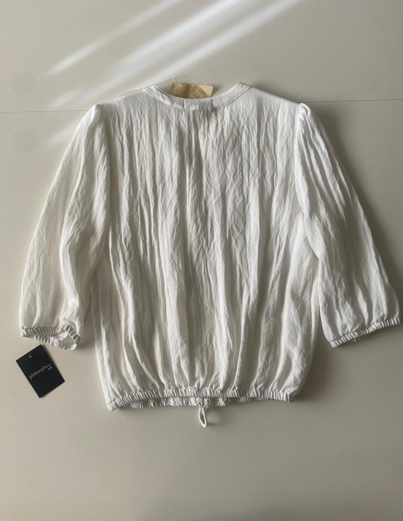 Blusa blanca campirana, Talla M, Mujer