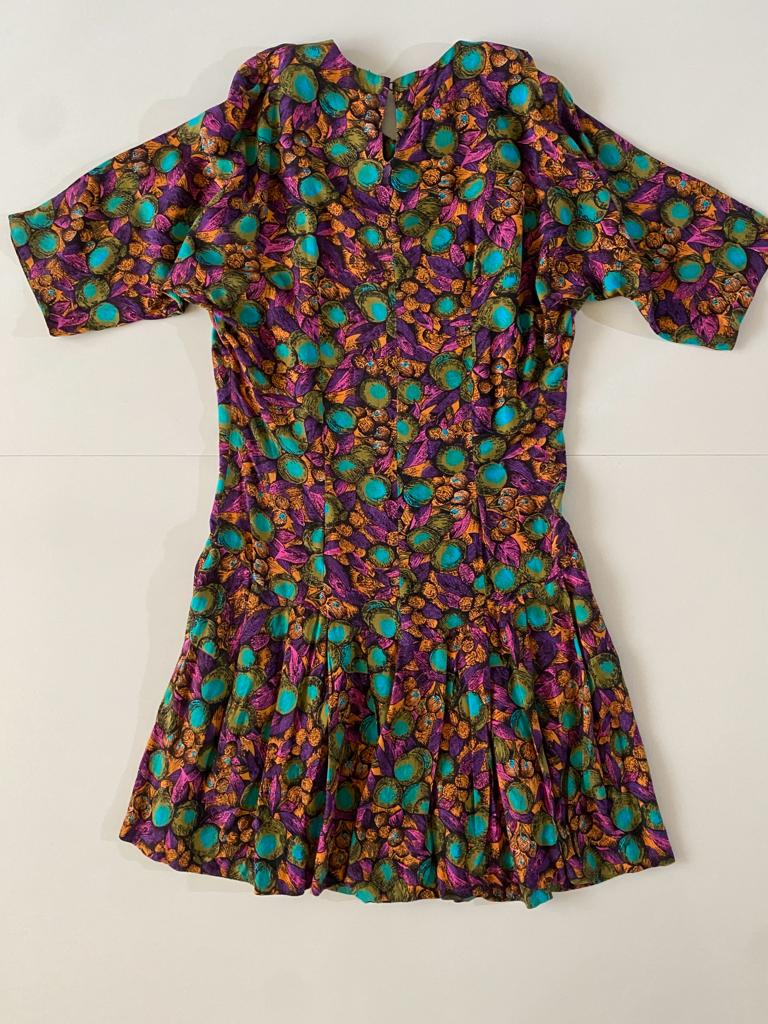 Vestido estampado vintage, Talla 30Mx, S, Mujer