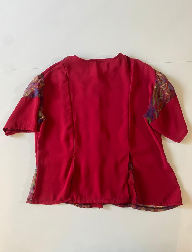 Blusa roja paneles, Talla XL, Mujer