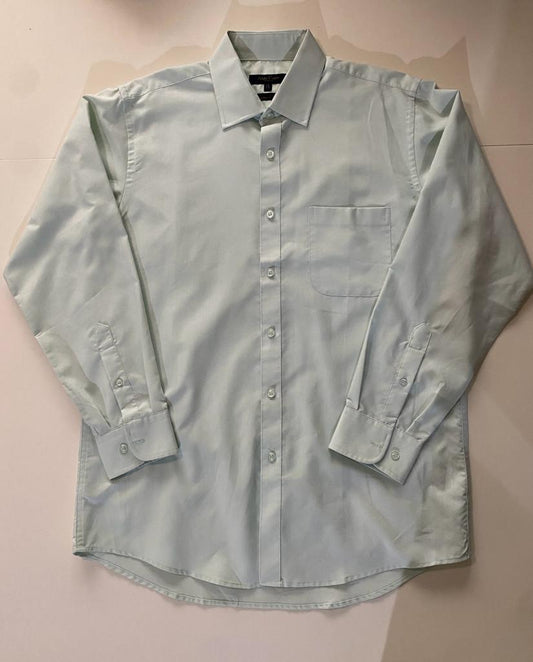 Camisa de vestir verde menta, Talla 16 cuello, 2-3 manga, Hombre