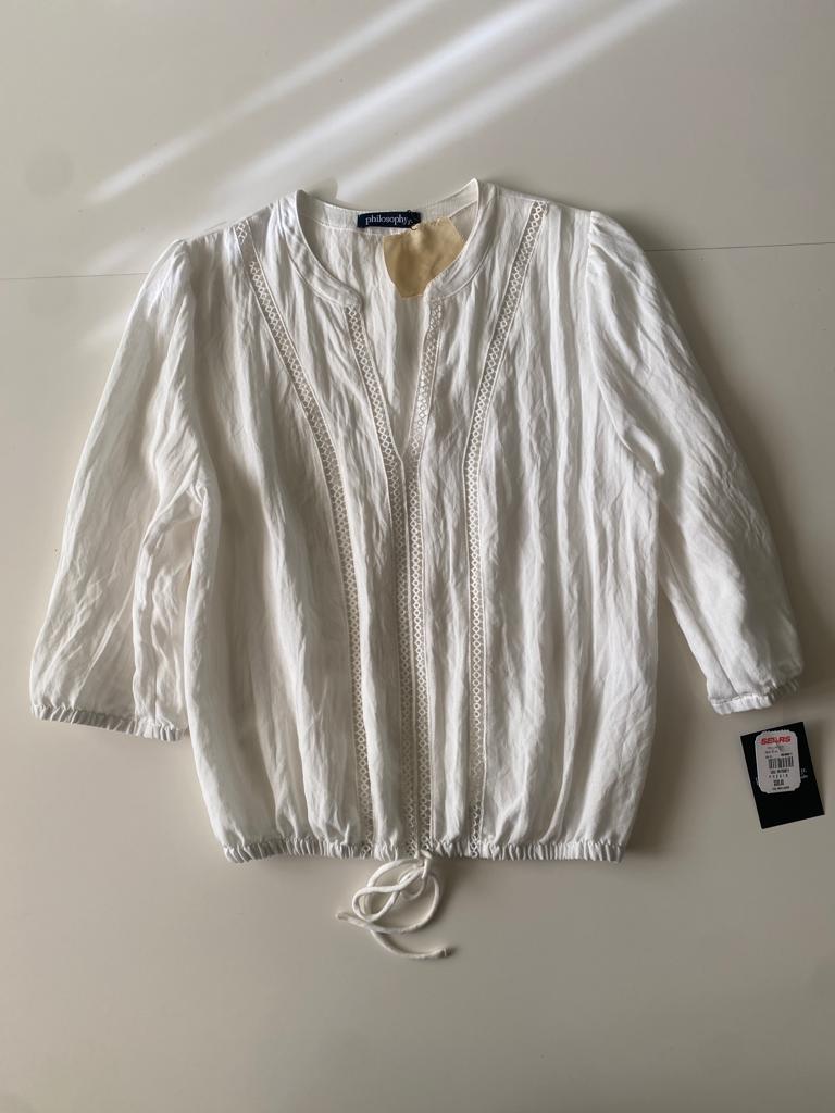 Blusa blanca campirana, Talla M, Mujer