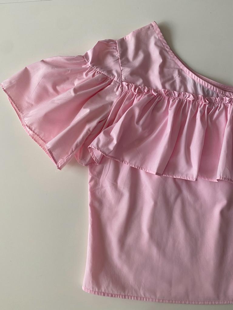 Blusa campesina rosa, Talla S, Mujer