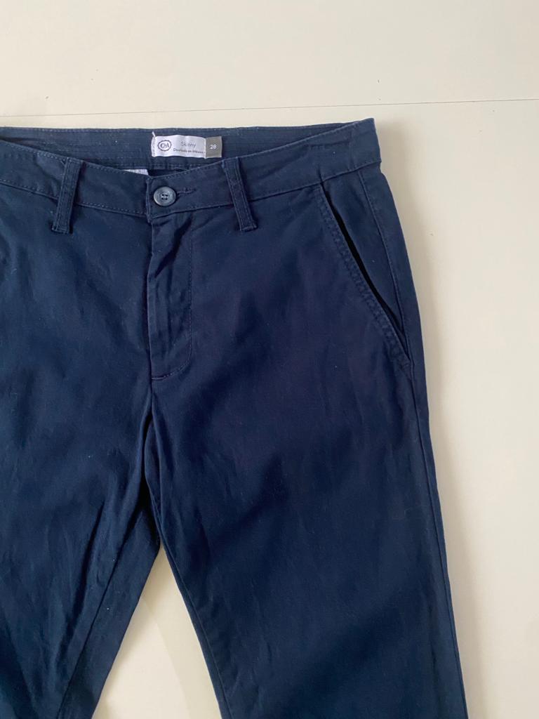 Pantalones corte chino azul marino, Talla 28 Skinny, Hombre