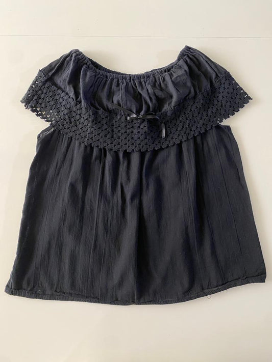 Blusa mexicana negra, Talla S-M, Mujer