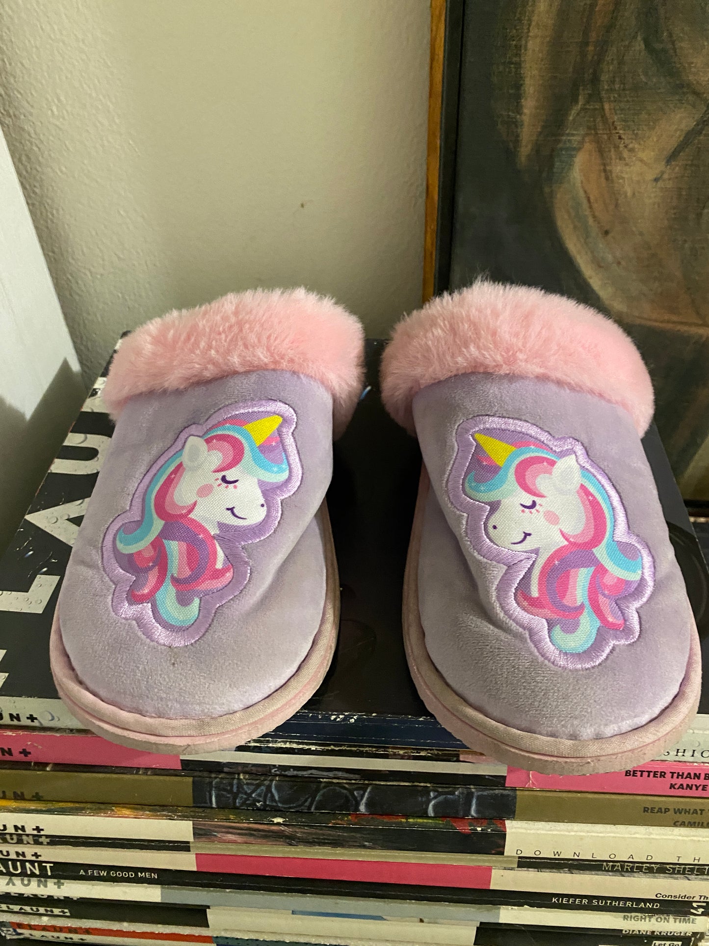 Pantuflas de niña de unicornio, Talla 23, Niña