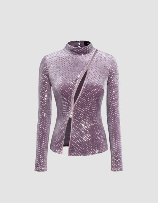 Blusa asimétrica con cierre al frente, Talla XS, NWT