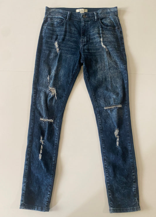 Jeans acid wash distress, Talla 31, Hombre