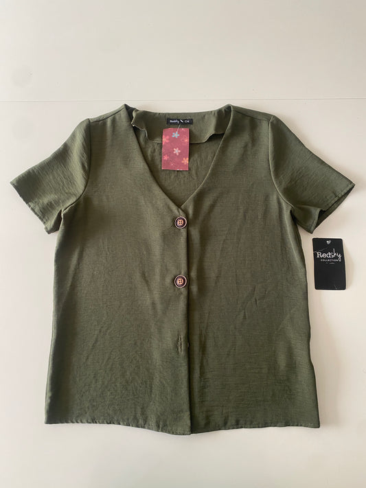 Blusa verde manga corta, Talla S, Mujer