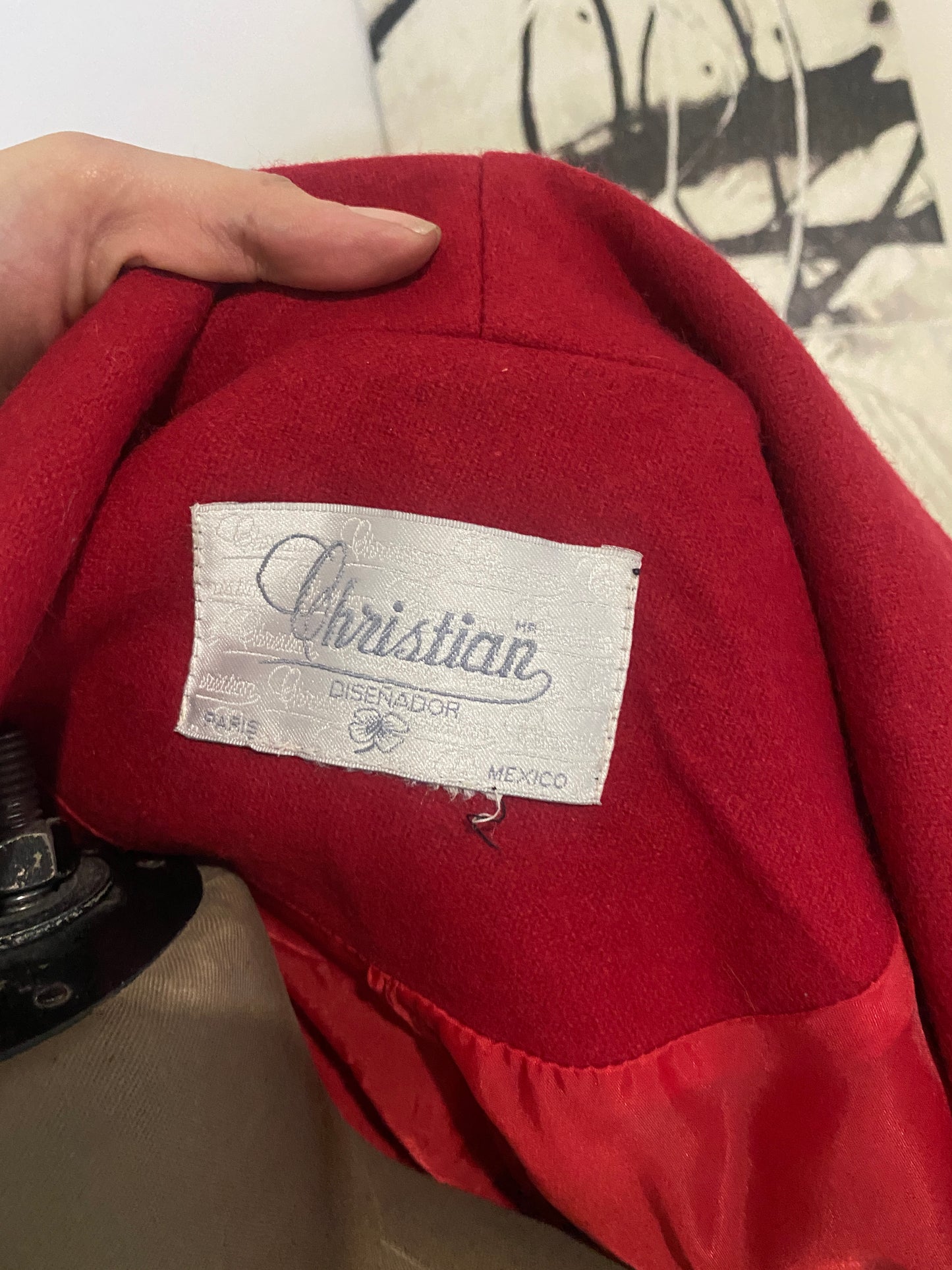 Abrigo rojo, Vintage, Talla L/XL